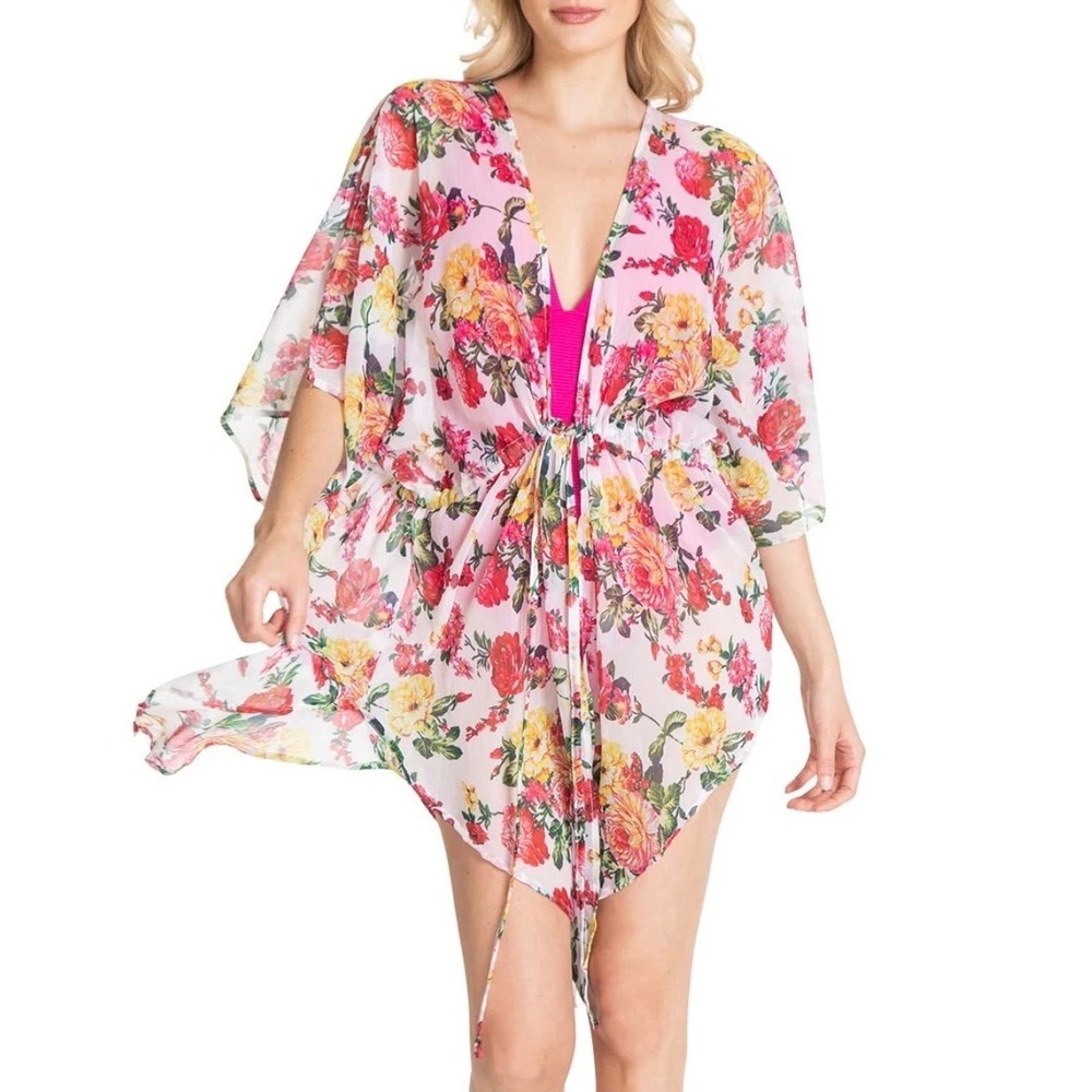 Rachel Roy Multicolor Standard Kimono Swim Beach Cover-Up Size Large NEW